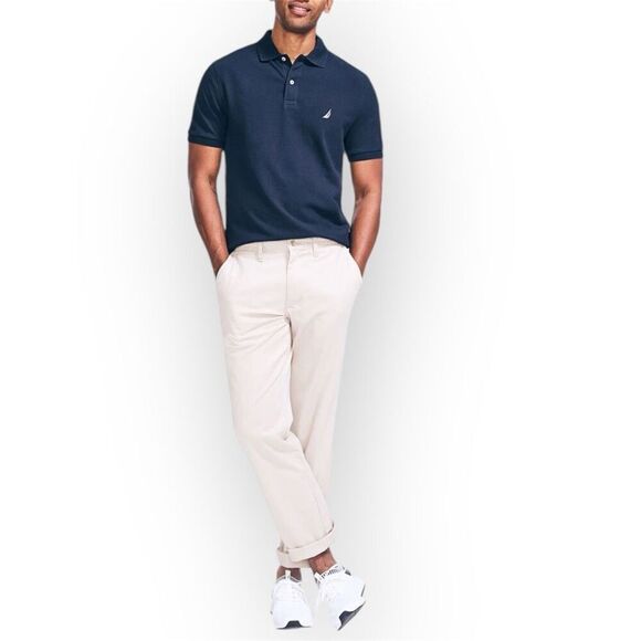 Nautica Navy Blue Short Sleeve Slim Fit Deck Polo Men’s Large - Picture 10 of 11